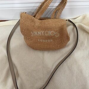 Jimmy Choo Beige Woven Crossbody Bag